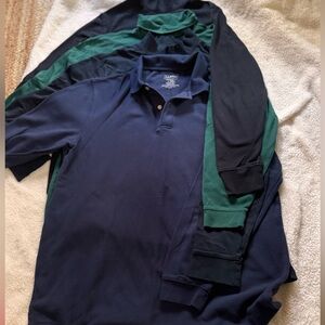 Lands' End Navy and Green Long Sleeve Shirt